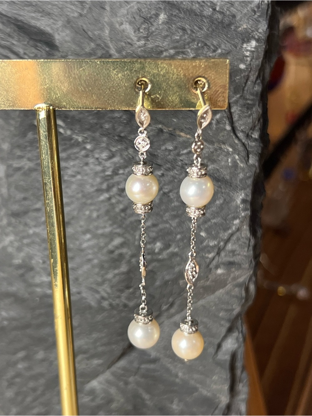 Elegant Pearl Drop Earrings - 14K white gold